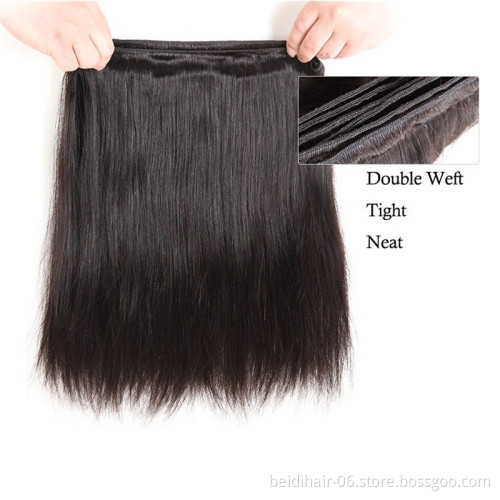 Straight human hair bundles virgin hair with closure lace frontals vendors mink brazilian peruvian weave free shipping